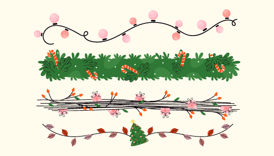 四条不同的圣诞装饰矢量素材(AI/EPS/PNG)