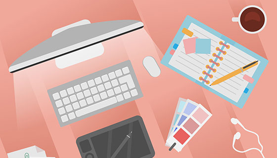 手绘设计工作空间背景矢量素材(EPS/AI)