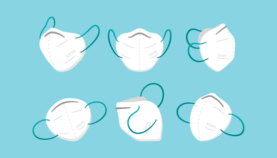 不同角度的KN95口罩矢量素材(AI/EPS/PNG)