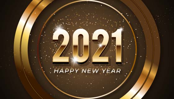 金色圆环设计2021新年快乐矢量素材(AI/EPS)