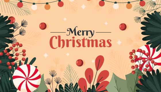 各种花卉和装饰品设计圣诞节背景矢量素材(AI/EPS)