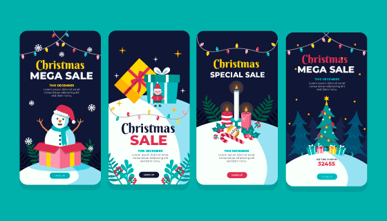 四张漂亮的圣诞封面矢量素材(AI/EPS/PNG)