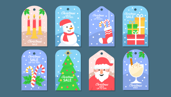 八个可爱的圣诞促销标签矢量素材(AI/EPS/PNG)
