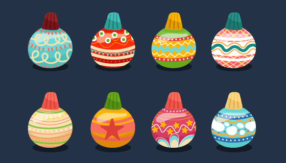 12个不同的圣诞球矢量素材(EPS)