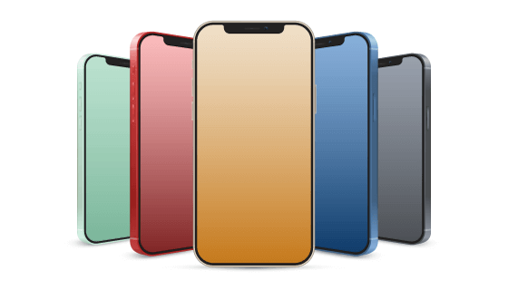 五种颜色的iPhone 12 Pro矢量素材(AI/EPS/PNG)