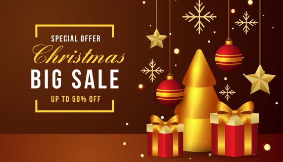 金色的圣诞节促销背景矢量素材(AI/EPS)