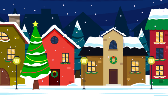 扁平风格的圣诞小镇矢量素材(AI/EPS)