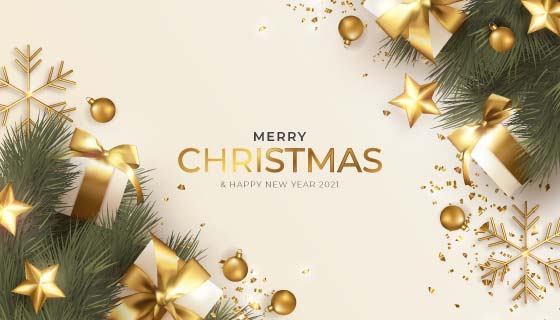 金色奢侈的圣诞节背景矢量素材(EPS)