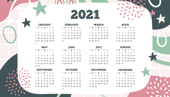 手绘风格2021年日历矢量素材(AI/EPS)