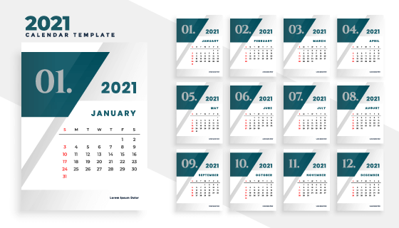 现代几何风格2021年日历矢量素材(EPS)