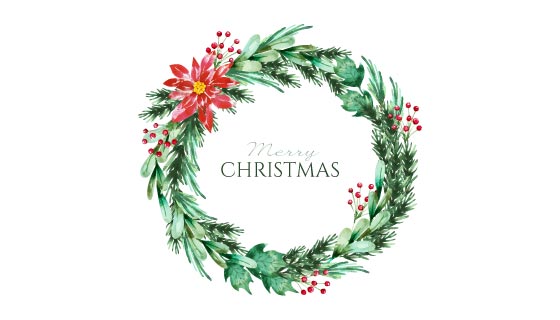 水彩风格圣诞花环矢量素材(AI/EPS)