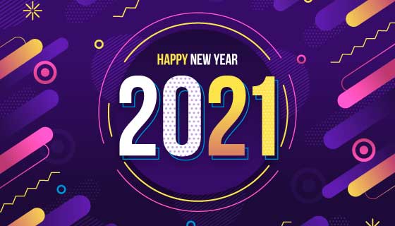 多彩抽象设计20201新年快乐背景矢量素材(AI/EPS)