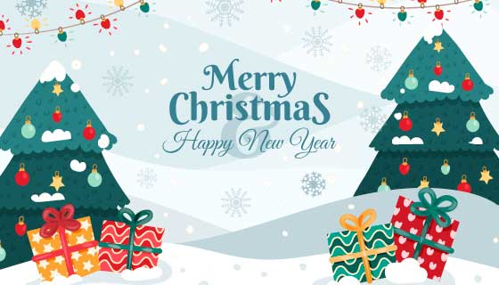 漂亮的圣诞树设计圣诞节背景矢量素材(AI/EPS)