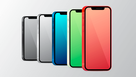 五种不同颜色的iPhone12矢量素材(AI/EPS)