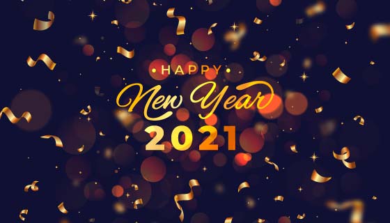 金色纸屑设计2021新年快乐背景矢量素材(AI/EPS)