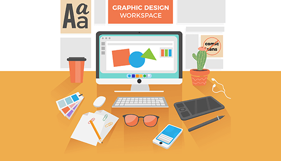 手绘设计工作空间背景矢量素材(EPS/AI)