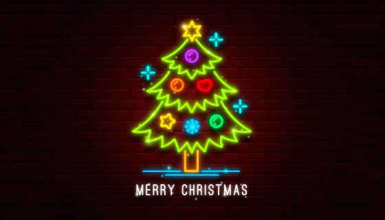 漂亮的霓虹灯圣诞树矢量素材(AI/EPS)