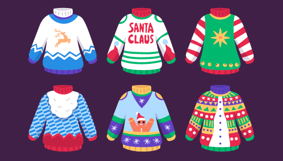 六件圣诞风格的毛衣矢量素材(AI/EPS)