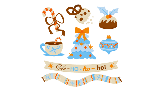 手绘风格圣诞节元素矢量素材(AI/EPS/PNG)