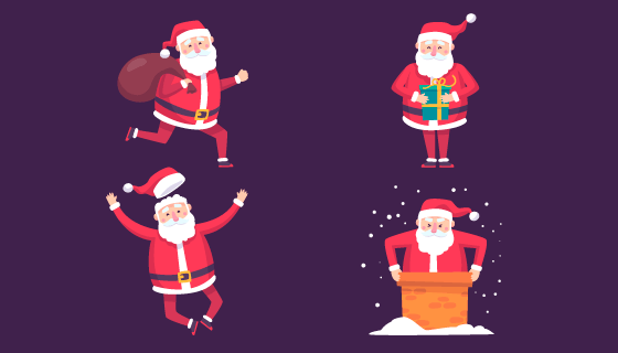 手绘风格可爱的圣诞老人矢量素材(AI/EPS/PNG)