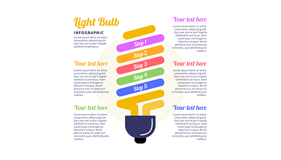 多彩的灯泡图表矢量素材(EPS/AI)