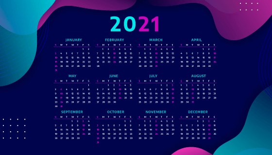 抽象流体设计2021年日历矢量素材(AI/EPS)