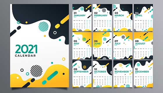抽象流体设计2021年日历矢量素材(AI/EPS)