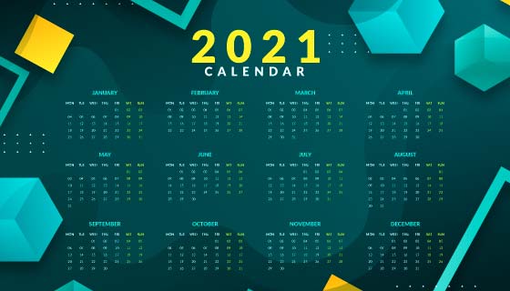 抽象几个设计2021年日历矢量素材(AI/EPS)