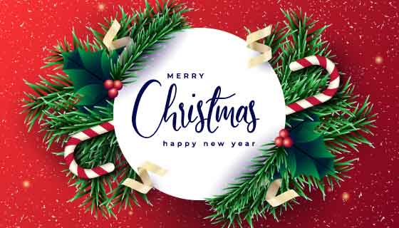 逼真的圣诞树枝设计圣诞节背景矢量素材(EPS)