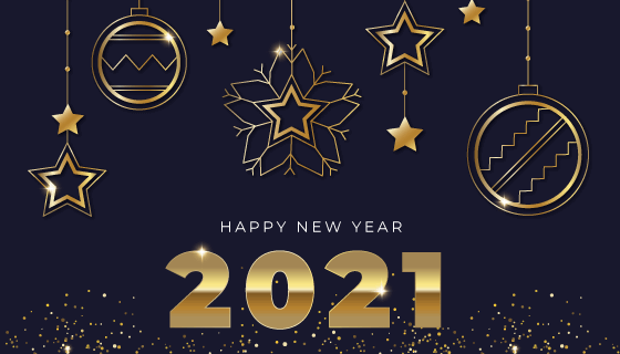 金色装饰设计2021新年快乐背景矢量素材(AI/EPS)