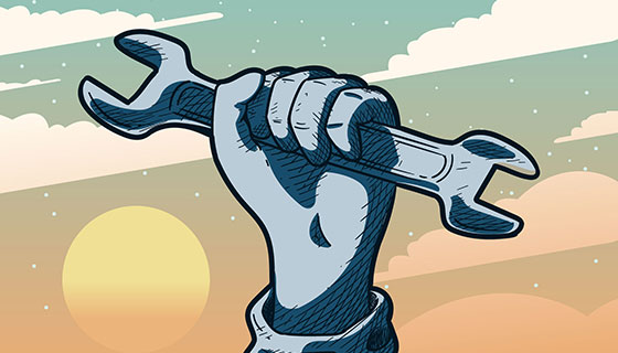 手持工具五一劳动节背景矢量素材(EPS/AI)