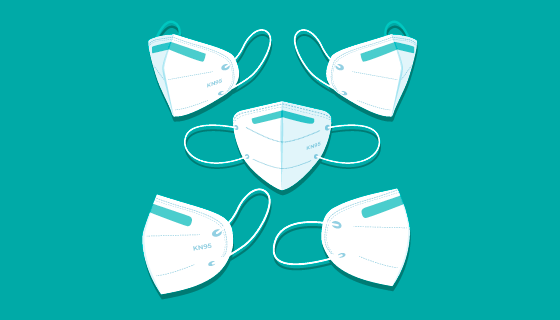 不通角度的KN95口罩矢量素材(AI/EPS)