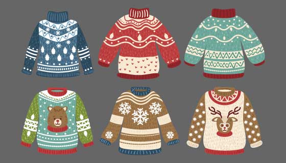 六件可爱的毛衣矢量素材(AI/EPS/PNG)