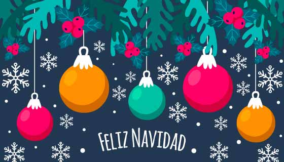 多彩圣诞球设计圣诞快乐背景矢量素材(AI/EPS)