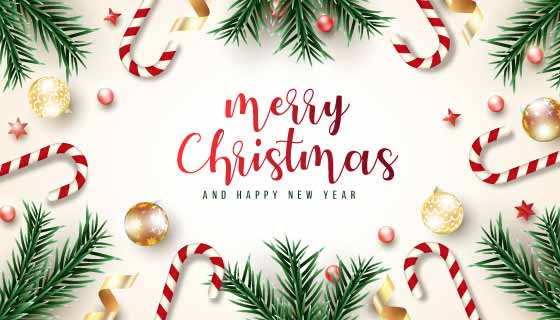 绿色树枝设计的圣诞节贺卡矢量素材(EPS)