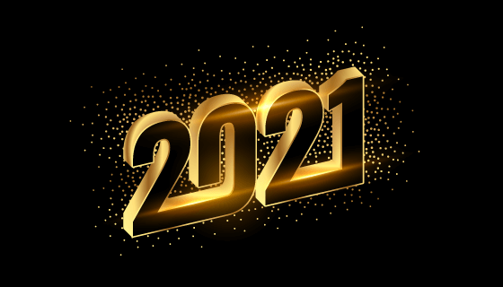 金色立体的2021新年快乐矢量素材(EPS)