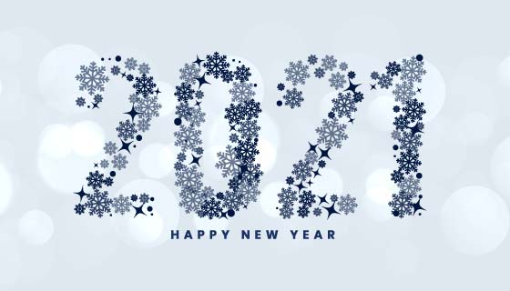 创意雪花数字设计2021新年快乐背景矢量素材(EPS)