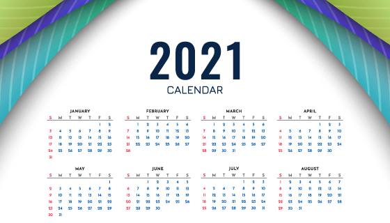 多彩简单的2021年日历矢量素材(EPS)