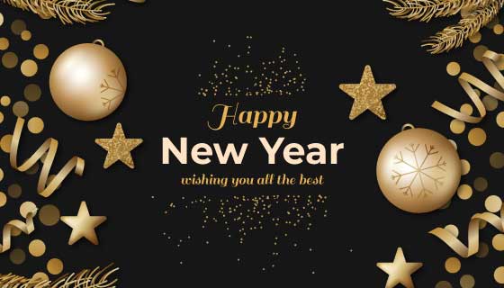 金色装饰设计新年快乐背景矢量素材(AI/EPS)