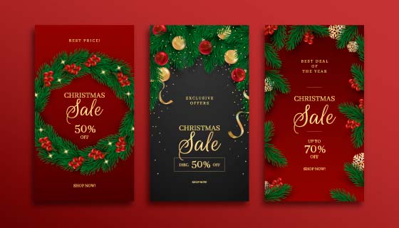 三张圣诞节促销宣传册矢量素材(AI/EPS)