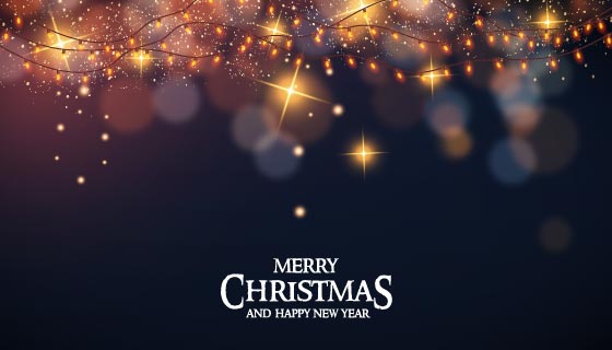 逼真的小灯泡设计圣诞节背景矢量素材(EPS)