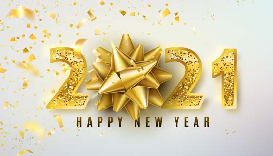金色纸屑和数字设计2021新年快乐矢量素材(EPS)