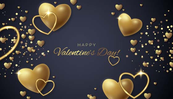 金色爱心设计情人节背景矢量素材(AI/EPS)