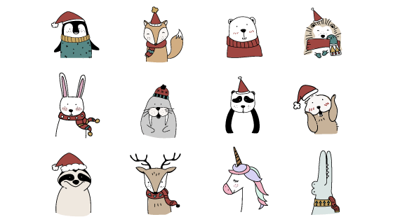 十二个手绘动物集合矢量素材(EPS/PNG)