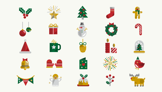 25个圣诞节图标矢量素材(EPS/PNG)