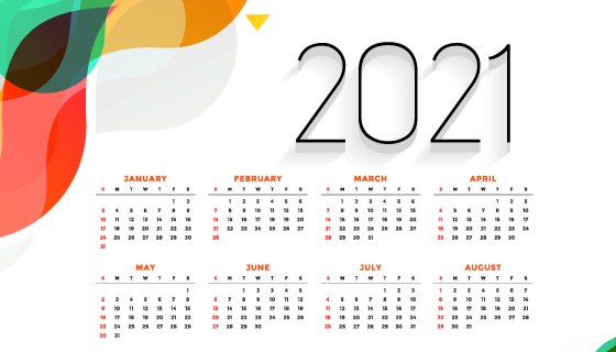 时尚多彩的2021年日历矢量素材(EPS)