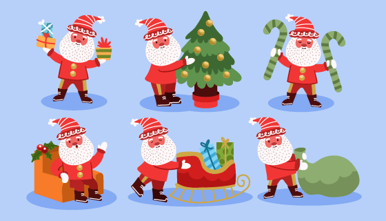正在准备圣诞节的圣诞老人矢量素材(AI/EPS)