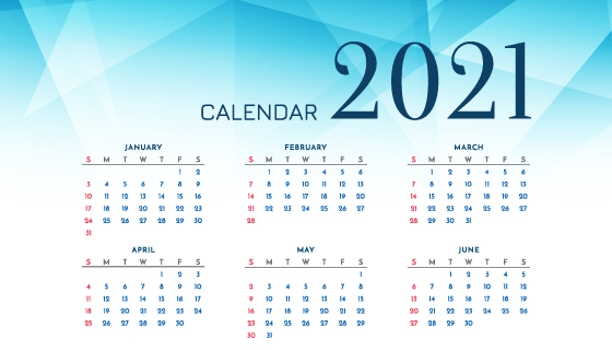 蓝色多边形2021年日历矢量素材(EPS)