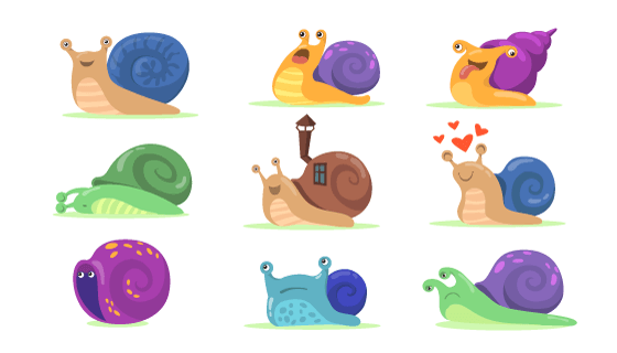 可爱的蜗牛矢量素材(EPS/PNG)