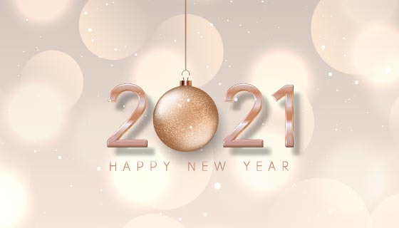 玫瑰金散景设计2021新年快乐矢量素材(EPS)